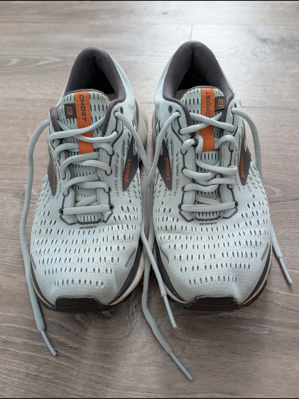 Brooks Ghost 13 Pale Blue with Orange Accent Running Shoes